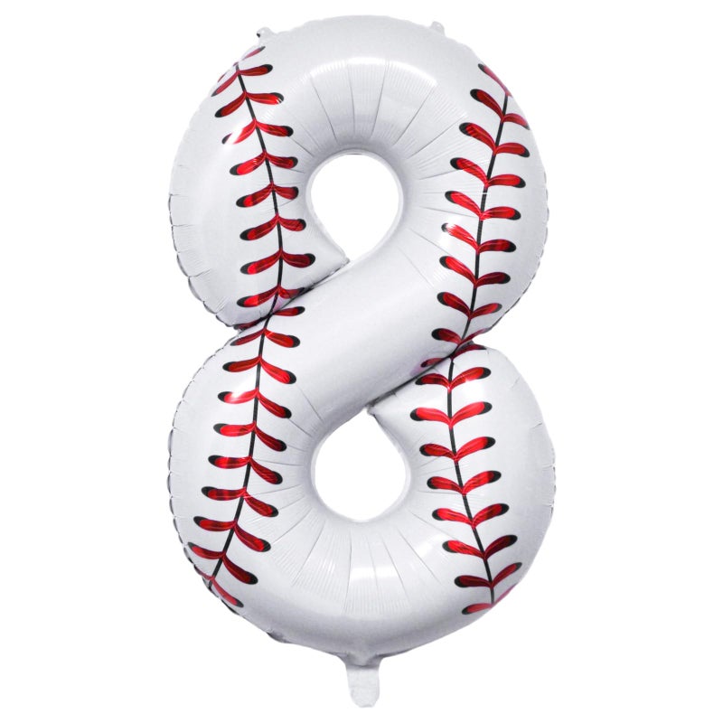 Lcoor Baseball Birthday Decor, 40'' Baseball Number 8 Balloon,Sport Themed Balloons Party Decorations (8) - Image 1