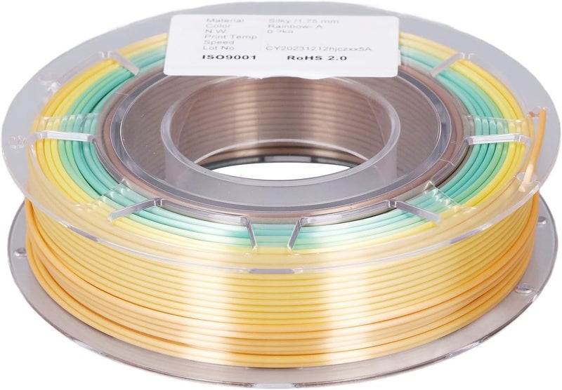 3D Printer PLA Filament 175mm. Spool Bundle 200g, Silk Shiny Fast Color Gradient Change Multicolored PLA Filament, Compatible with Ender DO3D MYNT3D AMS, for Art Crafts 3D Printin - Image 1
