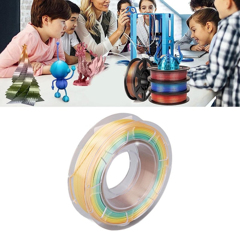 3D Printer PLA Filament 175mm. Spool Bundle 200g, Silk Shiny Fast Color Gradient Change Multicolored PLA Filament, Compatible with Ender DO3D MYNT3D AMS, for Art Crafts 3D Printin - Image 2
