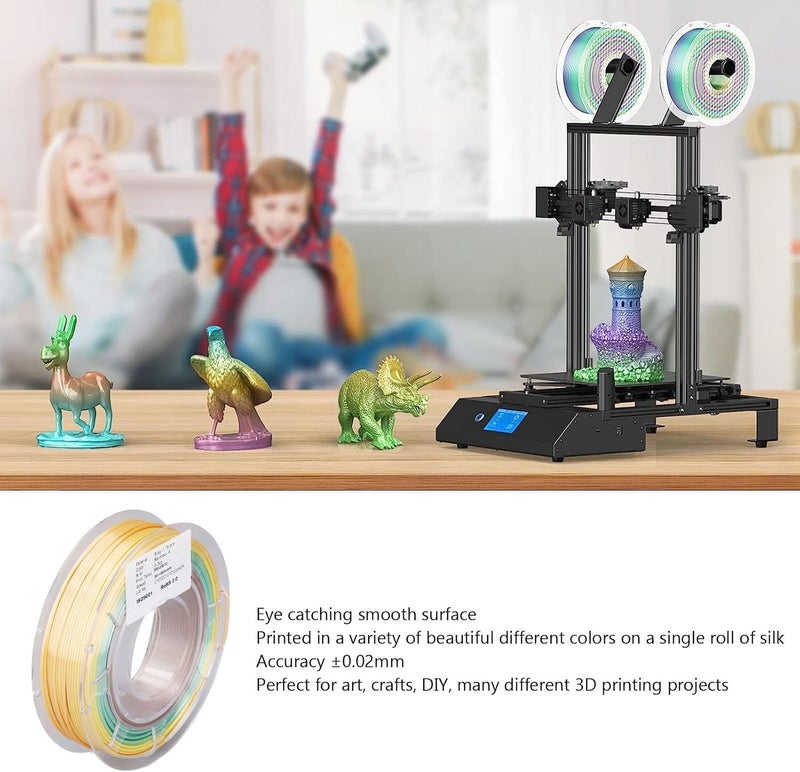 3D Printer PLA Filament 175mm. Spool Bundle 200g, Silk Shiny Fast Color Gradient Change Multicolored PLA Filament, Compatible with Ender DO3D MYNT3D AMS, for Art Crafts 3D Printin - Image 5