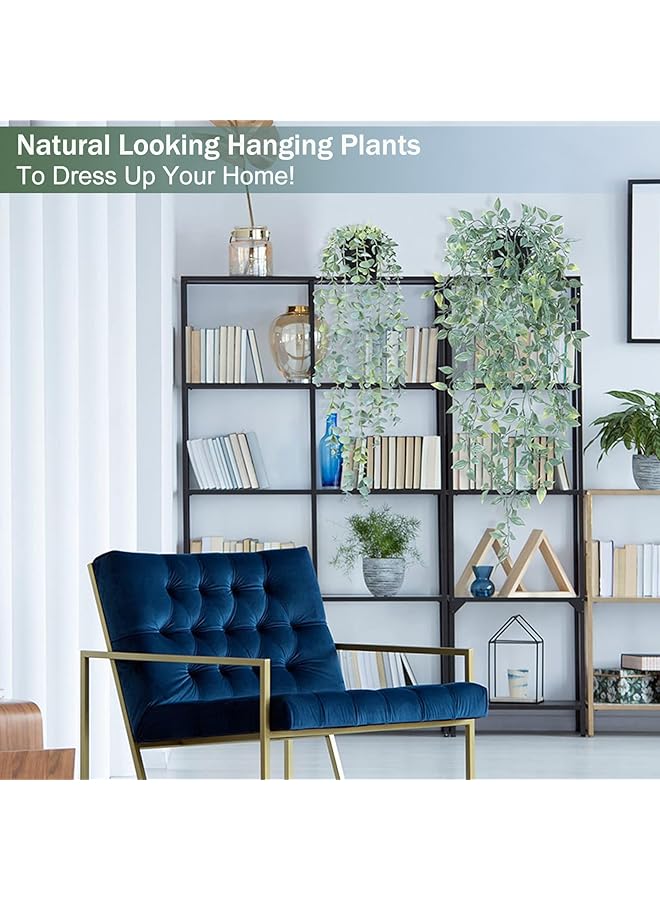 DHB tech 3 Pcs Artificial Hanging Plastic Plants Datura Eucalyptus Snow Pea Vine In Pot Plastic Plants Fake Foliage Pendant Plastic Plant For Office Farmhouse Indoor Outdoor Wedding Home Decoration - Image 4