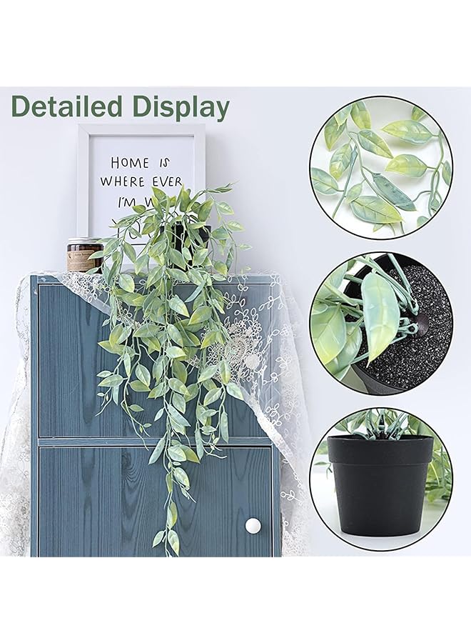 DHB tech 3 Pcs Artificial Hanging Plastic Plants Datura Eucalyptus Snow Pea Vine In Pot Plastic Plants Fake Foliage Pendant Plastic Plant For Office Farmhouse Indoor Outdoor Wedding Home Decoration - Image 5
