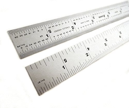 SHINWA شينوا 6" 4R صلب (عرض 0.750 بوصة x سمك 0.035 بوصة) زيرو غلير ساتين كروم ستانلس ستيل 4R مسطرة مهندس مع تدرجات 1/64، 1/32، 1/8، 1/16 نموذج H-3001A - Image 3
