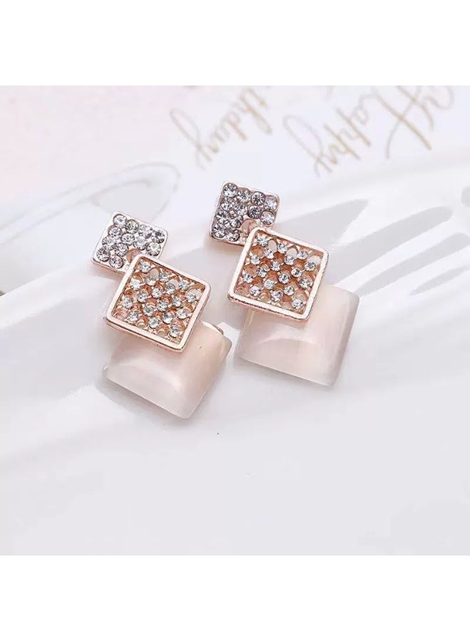 Goolsky Elegant Square Pink Zircon Crystal Necklace and Earrings Set – Modern Jewelry Gift for Her, Formal/Parties - Image 4
