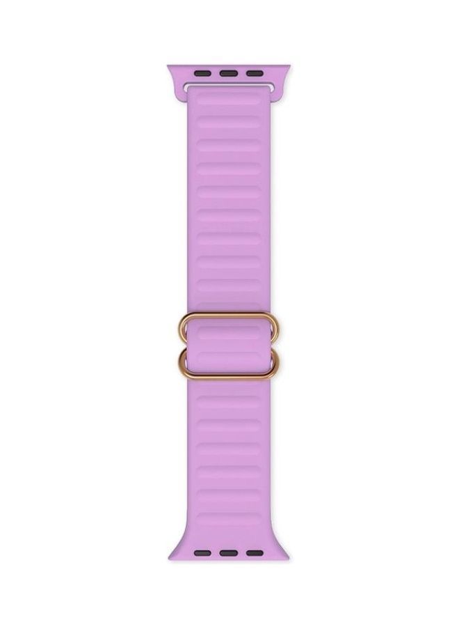 NIBEMINENT Japanese Word Buckle Silicone Replacement Watchband For Apple Watch Series 7/6/SE/5/4/3/2/1 42/44/45mm Light Purple - Image 1