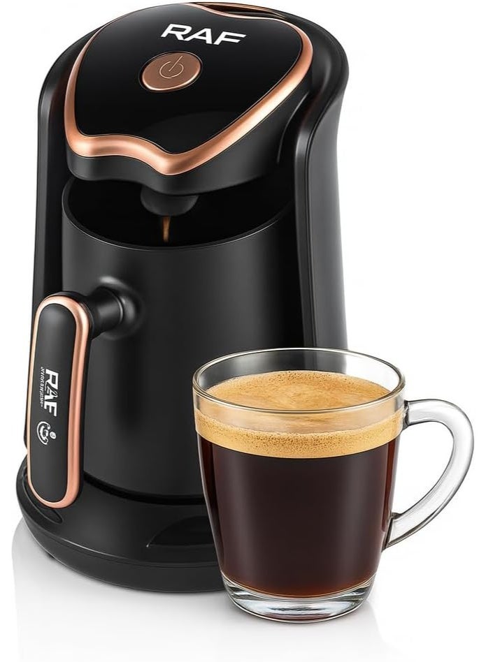 Electric Turkish Coffee Maker by RAF – 600W Power – 300ml Pot – Quick Heat Technology – Elegant Black Design – Drip Extraction Brewing – Simple Operation Coffee Machine