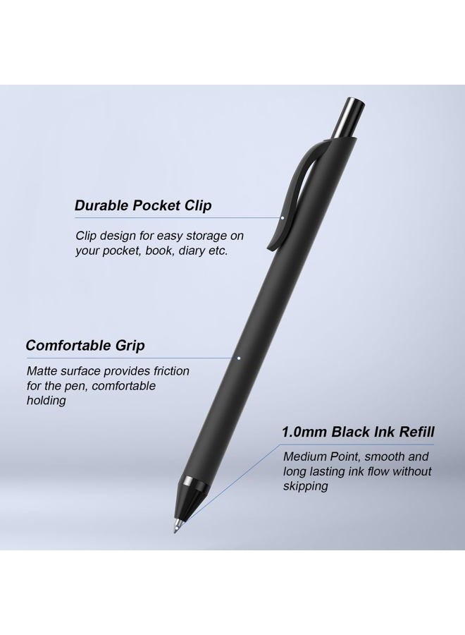 InkSlick 208 Pack Black Pens - Bulk Pens, Medium Point Ballpoint Pens, Smooth Ink, 1.0MM Retractable Click Pen for Waitress, Server, Office Black Ink - Image 2