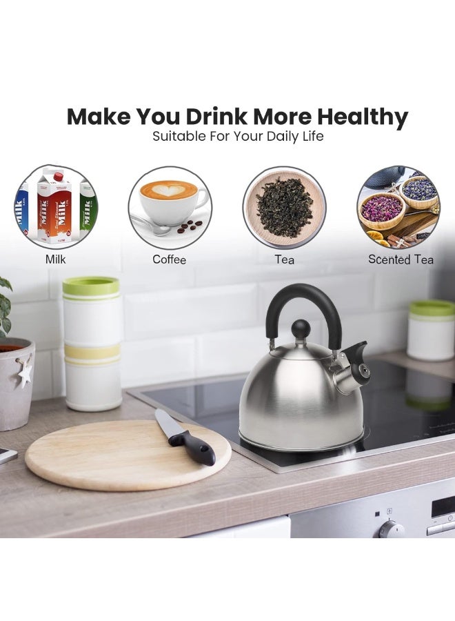 سويت هوم غلاية شاي من الستانلس ستيل من سويت هوم – سعة 3 لتر غلاية ماء للاستخدام على الموقد مع مقبض قابل للطي بملمس بارد، غليان سريع، تشطيب غير لامع، وتنبيه بالصفير – آمنة للطعام، متينة ومثالية للمنزل والمطبخ والتخييم وتحضير الشاي أو القهوة – خيار رائع كهدية - Image 4