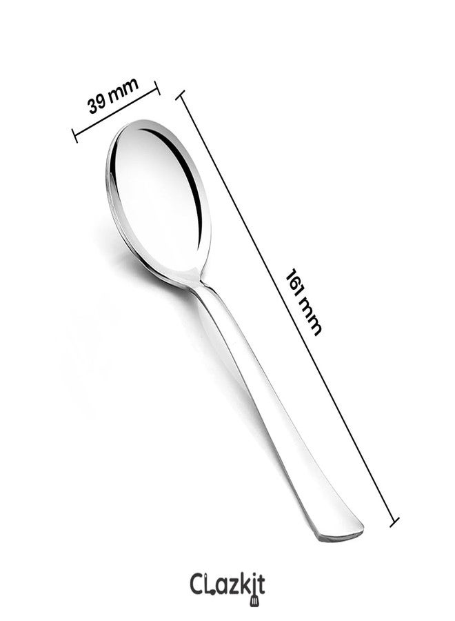Clazkit مجموعة ملاعق شوربة زيبرا من الفولاذ المقاوم للصدأ من كلازكيت، 6 قطع، CZSS - Image 3
