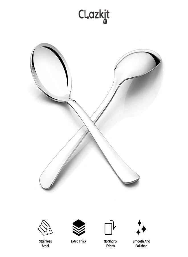 Clazkit مجموعة ملاعق شوربة زيبرا من الفولاذ المقاوم للصدأ من كلازكيت، 6 قطع، CZSS - Image 5