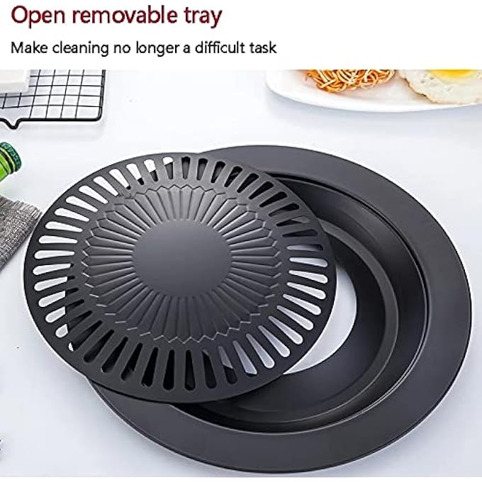 rayihni 12Inch Korean Style Stovetop Korean Bbq Grill Pan Traditional Cast Iron Material Indoor Outdoor Barbecue Roasting Plate Picnic NonStick Pot Smokeless Using For Home Camping Travel - Image 3