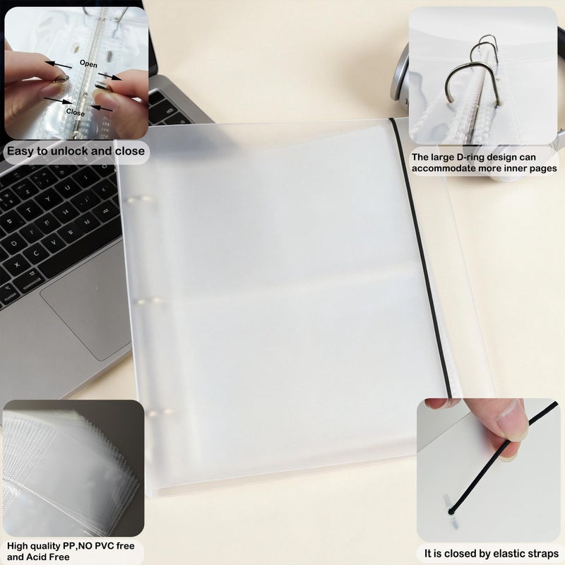 BYSLBTY 4x6 Index Card Holder,100 Card Sleeves, Holds 200 Pieces Cards, Recipe Card protectors, Flash Cards Organizer(4X6) - Image 3