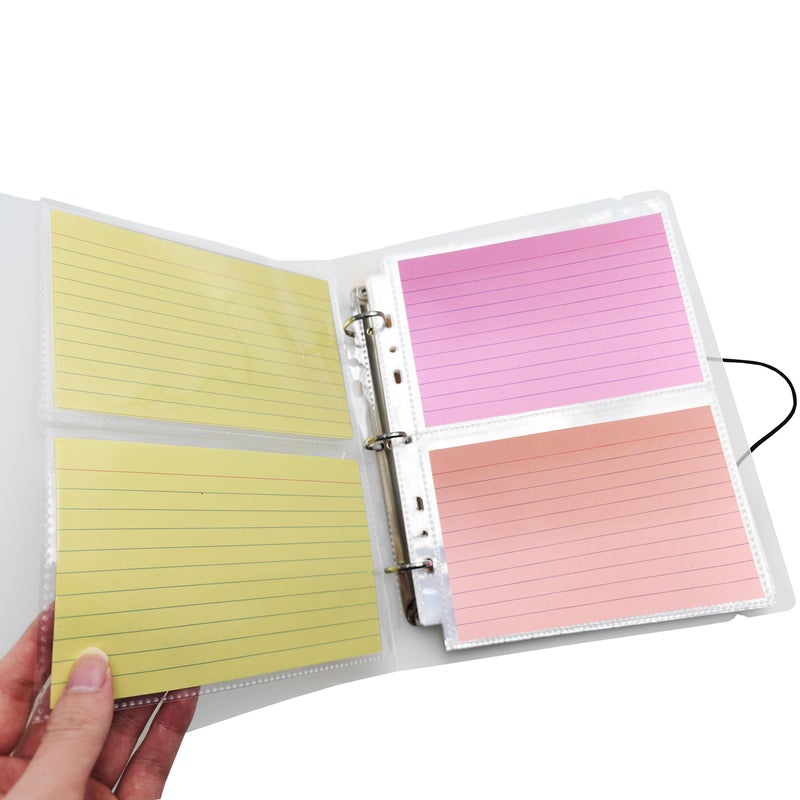 BYSLBTY 4x6 Index Card Holder,100 Card Sleeves, Holds 200 Pieces Cards, Recipe Card protectors, Flash Cards Organizer(4X6) - Image 1