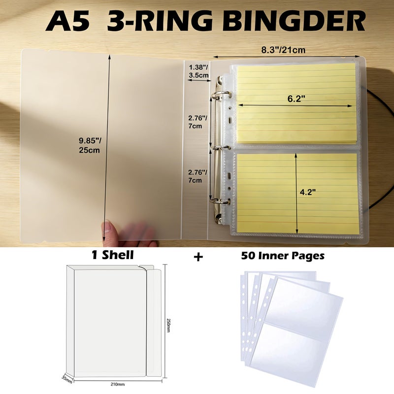 BYSLBTY 4x6 Index Card Holder,100 Card Sleeves, Holds 200 Pieces Cards, Recipe Card protectors, Flash Cards Organizer(4X6) - Image 4