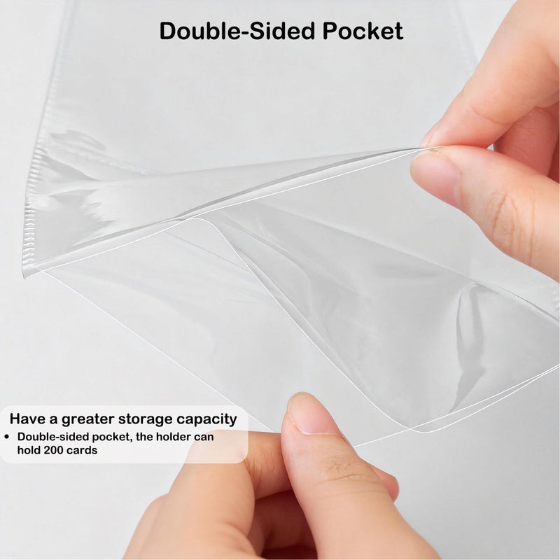 BYSLBTY 4x6 Index Card Holder,100 Card Sleeves, Holds 200 Pieces Cards, Recipe Card protectors, Flash Cards Organizer(4X6) - Image 2