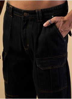 Mascln Sassafras Mid Rise Relaxed Fit Baggy Jeans with Cargo Pockets by Styli  - Image 4