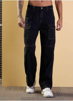 Mascln Sassafras Mid Rise Relaxed Fit Baggy Jeans with Cargo Pockets by Styli  - Image 1