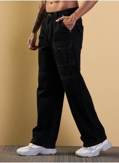 Mascln Sassafras Mid Rise Relaxed Fit Baggy Jeans with Cargo Pockets by Styli  - Image 3