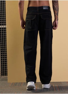 Mascln Sassafras Mid Rise Relaxed Fit Baggy Jeans with Cargo Pockets by Styli  - Image 5