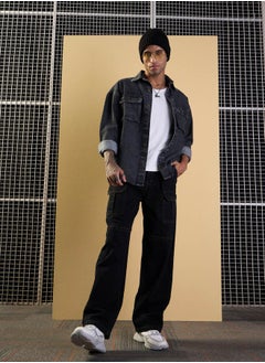 Mascln Sassafras Mid Rise Relaxed Fit Baggy Jeans with Cargo Pockets by Styli  - Image 2