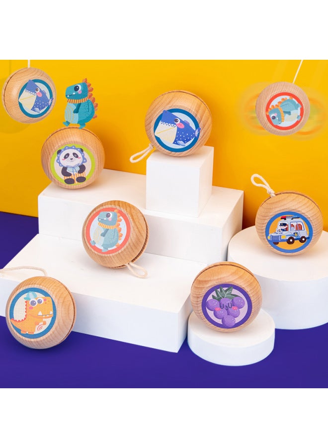 Wooden Yo-yo Toys For Children And Boys Yo-yo Wooden Yoyo Ball Stall Toys Supply Yunhe County-color:green Pattern - Image 1