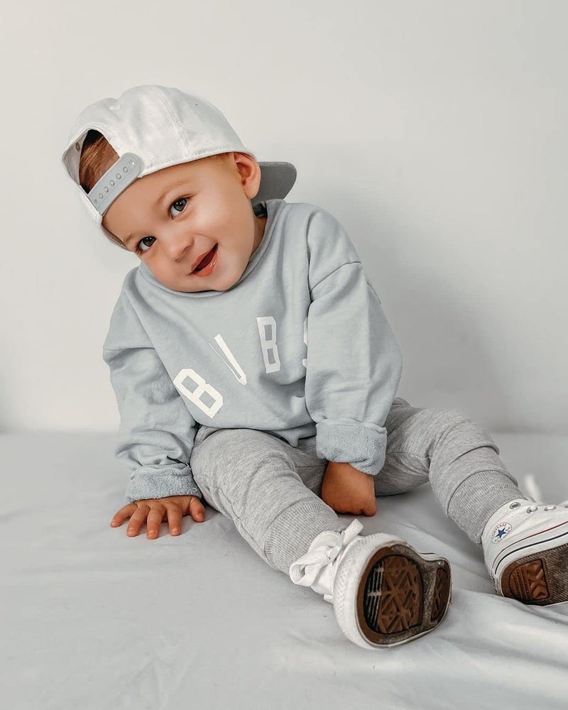BeQeuewll Baby Boy Clothes Outfits 2pcs Letter Print Crewneck Sweatshirt Pants Sweatsuit Little Boy Clothing(Bubs Blue, 12-18 Months) - Image 3