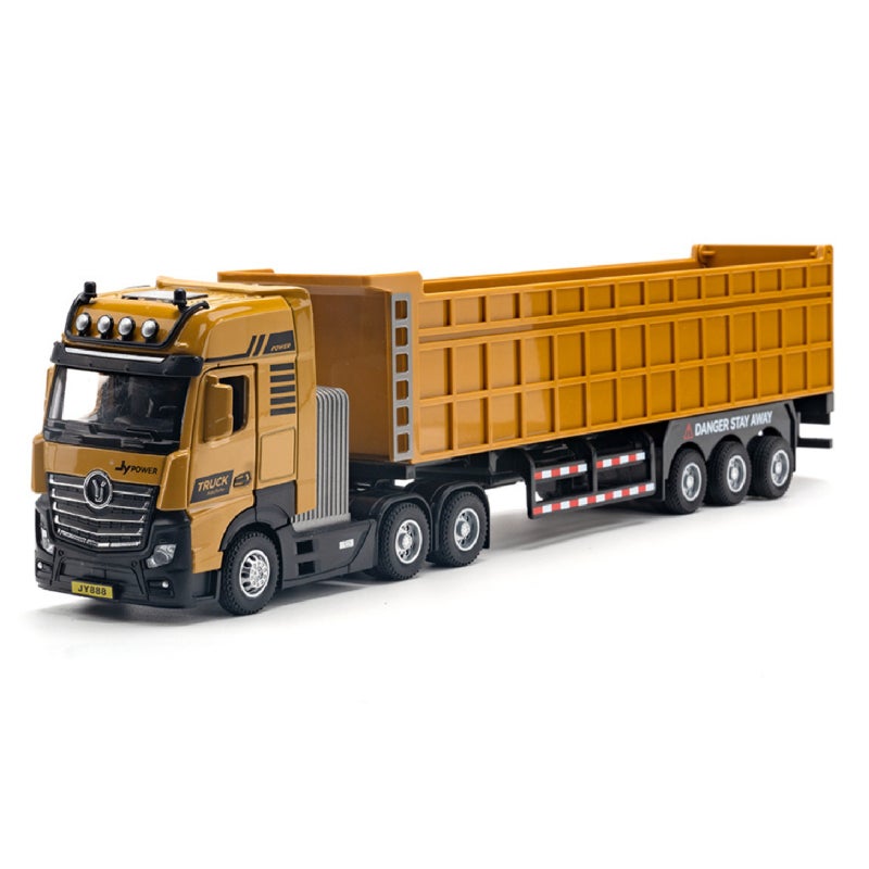 1:50 Scale Alloy Construction Vehicle: Wear-resistant u0026 Drop-resistant, Alloy Body with Opening Doors, Sound u0026 Warning Lights - Excavator Transport Trailer for Kids u0026 Construction Toy Enthusiasts - Image 1
