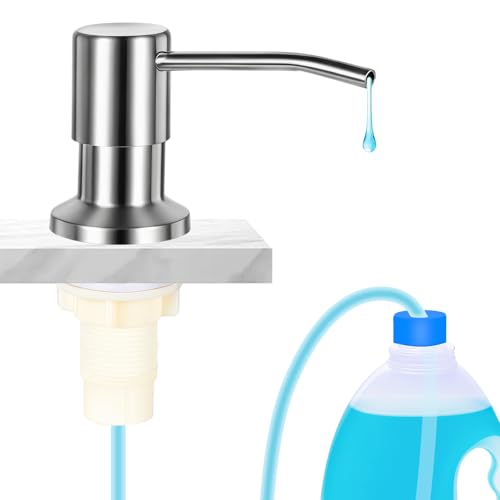 Cejiuga Soap Dispenser for Kitchen Sink, Upgrade Built in Sink Soap Dispenser Brushed Nickel, Countertop Sink Soap Dispenser Pump with 47" Extension Tube kit, No Need More Refills - Image 1