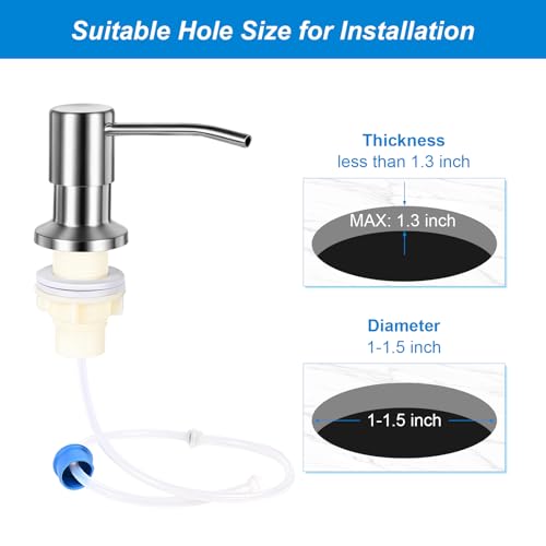 Cejiuga Soap Dispenser for Kitchen Sink, Upgrade Built in Sink Soap Dispenser Brushed Nickel, Countertop Sink Soap Dispenser Pump with 47" Extension Tube kit, No Need More Refills - Image 5