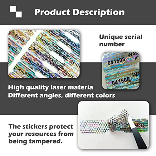 ILMBVM 360pcs Bone Shape Tamper Proof Hologram Stickers Genuine Warranty Void Seal Labels tamepr evident Label Honeycomb Bottom (2x0.4inch) - Image 2