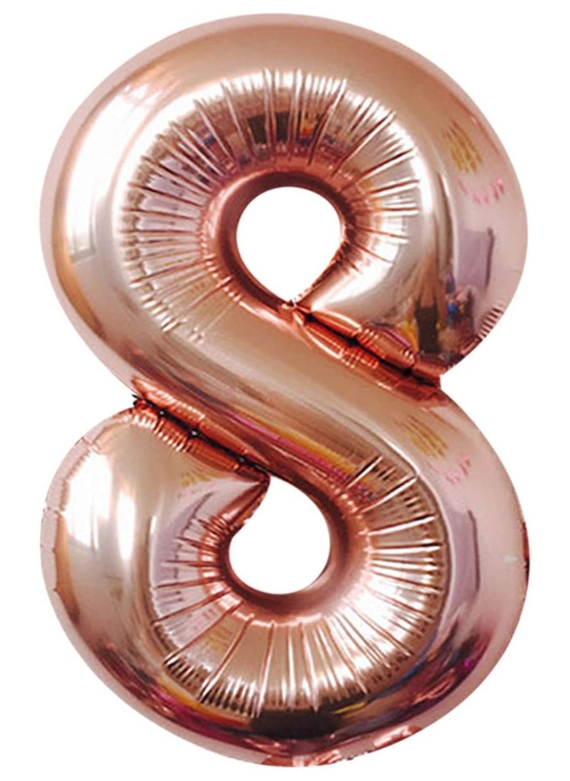 KATCHON Rose Gold Number 8 Foil Balloon For 8th Birthday Decoration  - Image 1