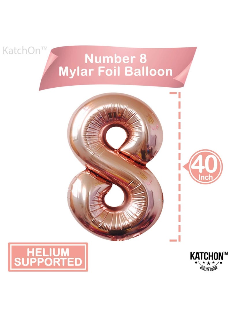 KATCHON Rose Gold Number 8 Foil Balloon For 8th Birthday Decoration  - Image 2