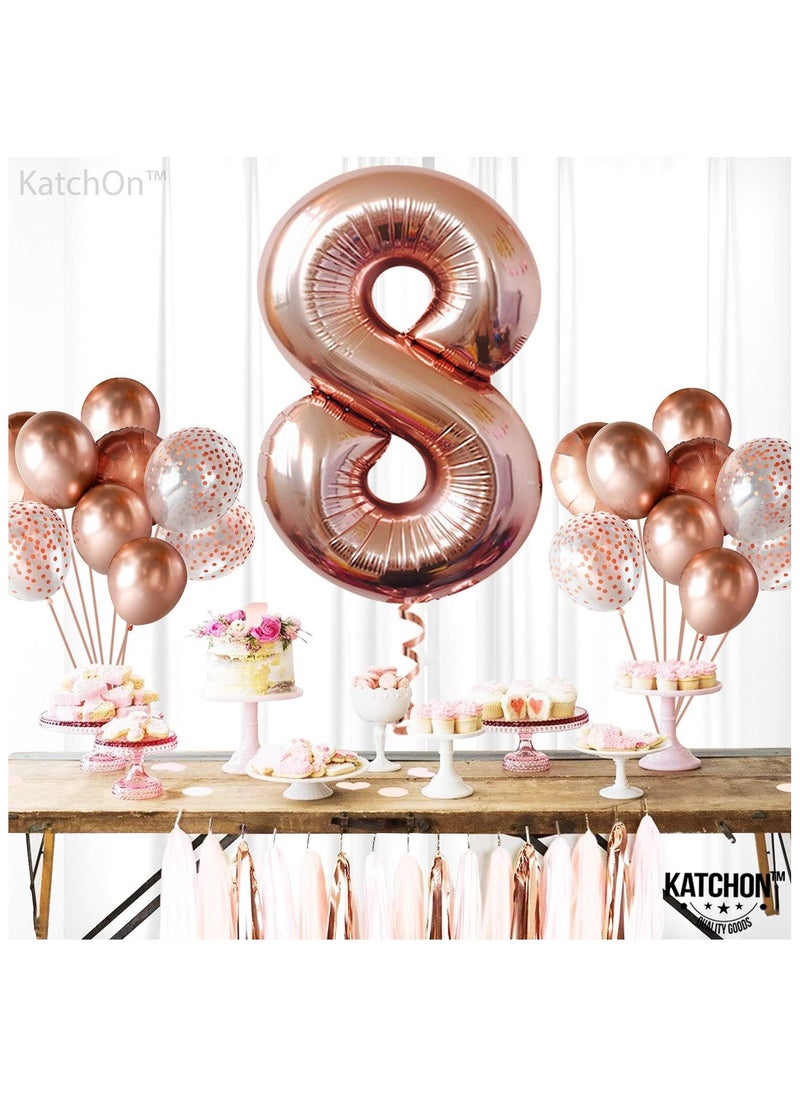 KATCHON Rose Gold Number 8 Foil Balloon For 8th Birthday Decoration  - Image 4