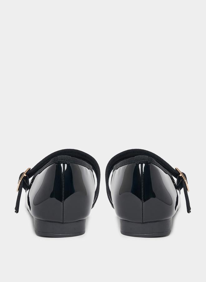 Styli Patent Ballerina Shoes with Buckle Strap - Image 4