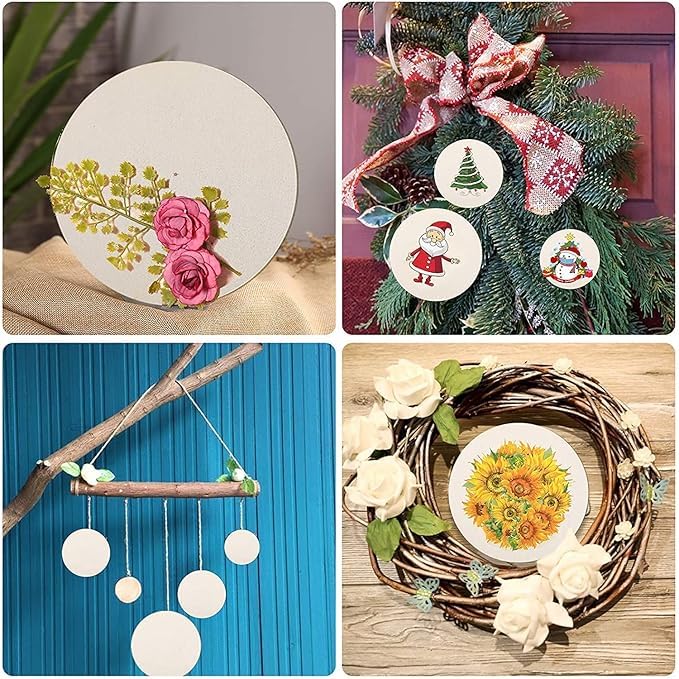 MILAPARK CRAFTS دوائر قماش MDF من MILAPARK - ألواح دائرية للفن، الحرف، الراتنج، ليبان، ماندالا، الرسم، التعليق على الجدران، صناعة الساعات، الزينة (10 بوصة) - Image 2