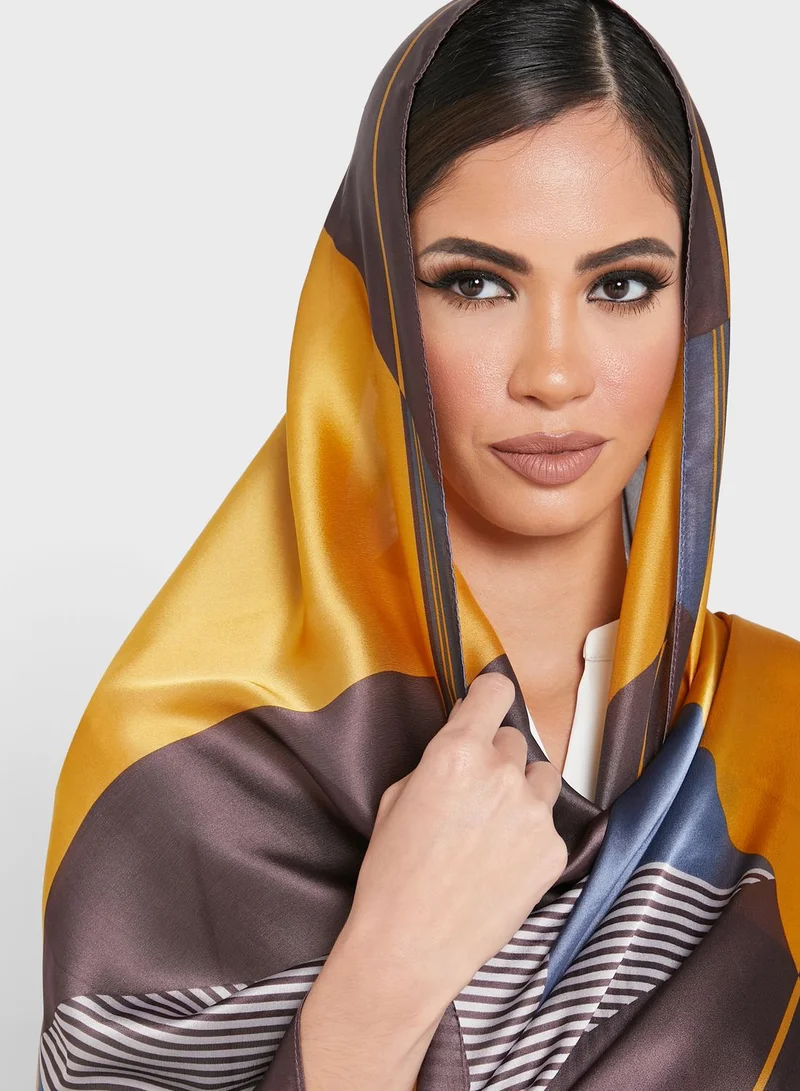Khizana Geometric Print Long Hijab Headscarf