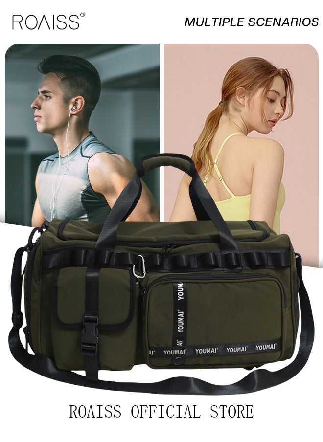 roaiss Large-Capacity Travel Bag Men's Short-Distance Luggage Backpack College Students Boarding Backpack Dry and Wet Separation Fitness Bag  - Image 2