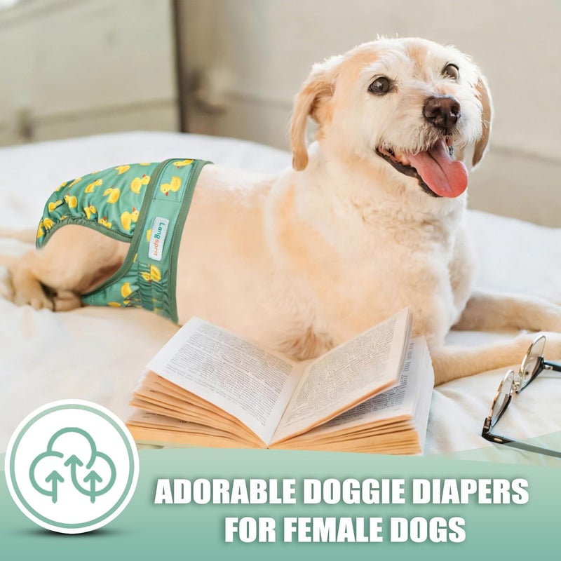 Langsprit Female Dog Diapers for Doggie Puppy,Reusable Dog Period Diapers Female for Heat Peeing,Small Medium Large Doggy Diaper Washable,Dogs Pants 5 Pack, Duck, XX-Large - Image 5