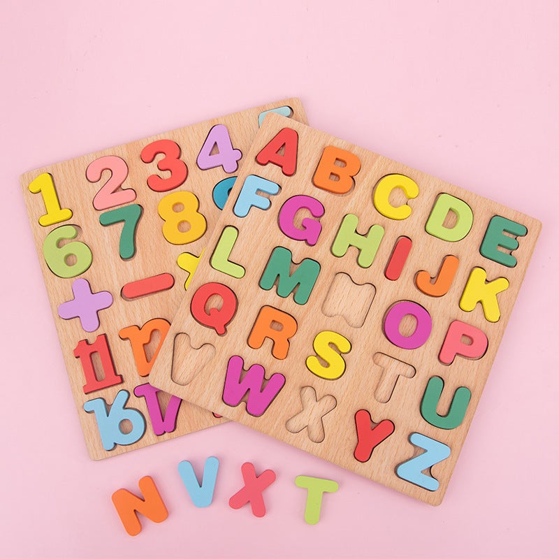 Montessori Children'S Digital Puzzle Letter Cognitive Matching Teaching Aids Hand Grip Board Early Education Puzzle Building Blocks Puzzle - Image 2