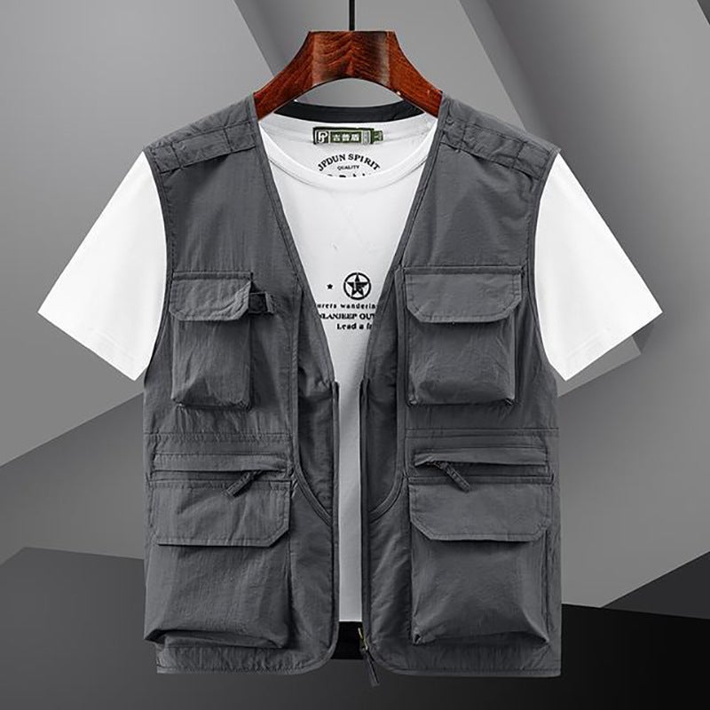 Large Size Multi-Pocket Workwear Vest Men'S Outdoor Pography Fishing Horseback Mesh Breathable Shoulder Quick-Dry Military Outdoor - Image 4
