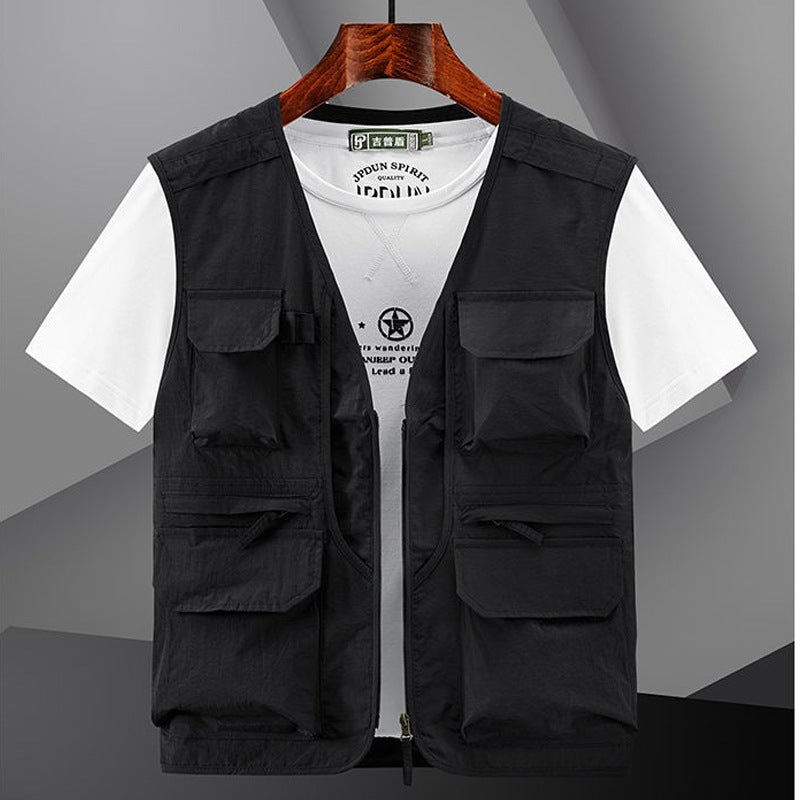 Large Size Multi-Pocket Workwear Vest Men'S Outdoor Pography Fishing Horseback Mesh Breathable Shoulder Quick-Dry Military Outdoor - Image 1