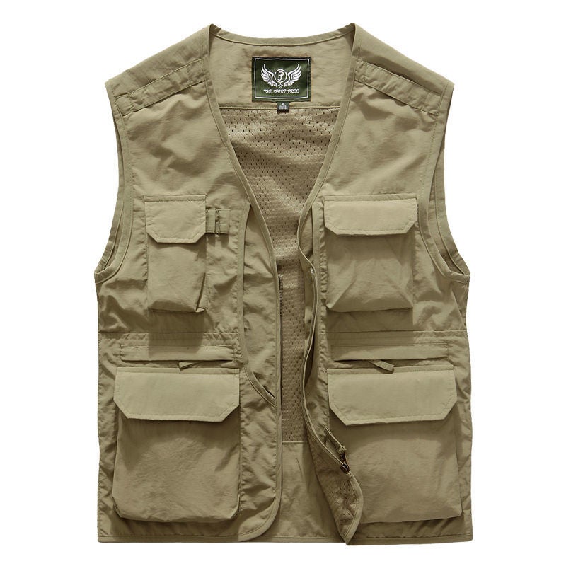 Large Size Multi-Pocket Workwear Vest Men'S Outdoor Pography Fishing Horseback Mesh Breathable Shoulder Quick-Dry Military Outdoor - Image 2