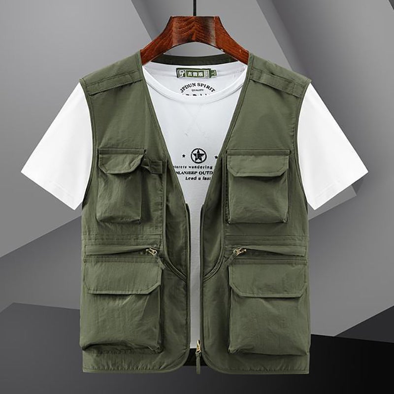 Large Size Multi-Pocket Workwear Vest Men'S Outdoor Pography Fishing Horseback Mesh Breathable Shoulder Quick-Dry Military Outdoor - Image 5