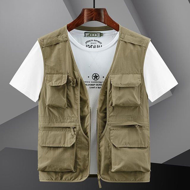 Large Size Multi-Pocket Workwear Vest Men'S Outdoor Pography Fishing Horseback Mesh Breathable Shoulder Quick-Dry Military Outdoor - Image 3