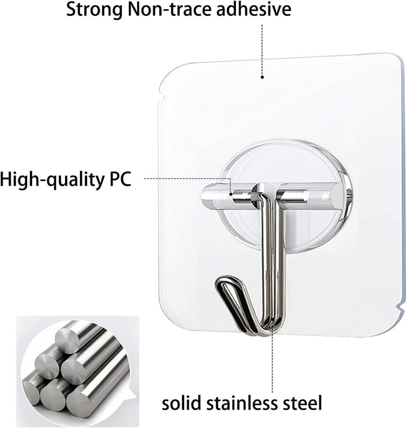 KAKAMINA Adhesive Hooks 40 Pack 22lb(Max) Adhesive Wall Hooks, Heavy Duty Self Adhesive Hooks for Kitchens, Bathroom, Office - Image 3