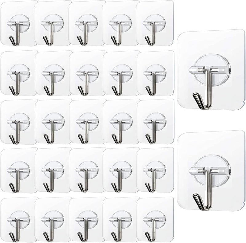 KAKAMINA Adhesive Hooks 40 Pack 22lb(Max) Adhesive Wall Hooks, Heavy Duty Self Adhesive Hooks for Kitchens, Bathroom, Office - Image 1