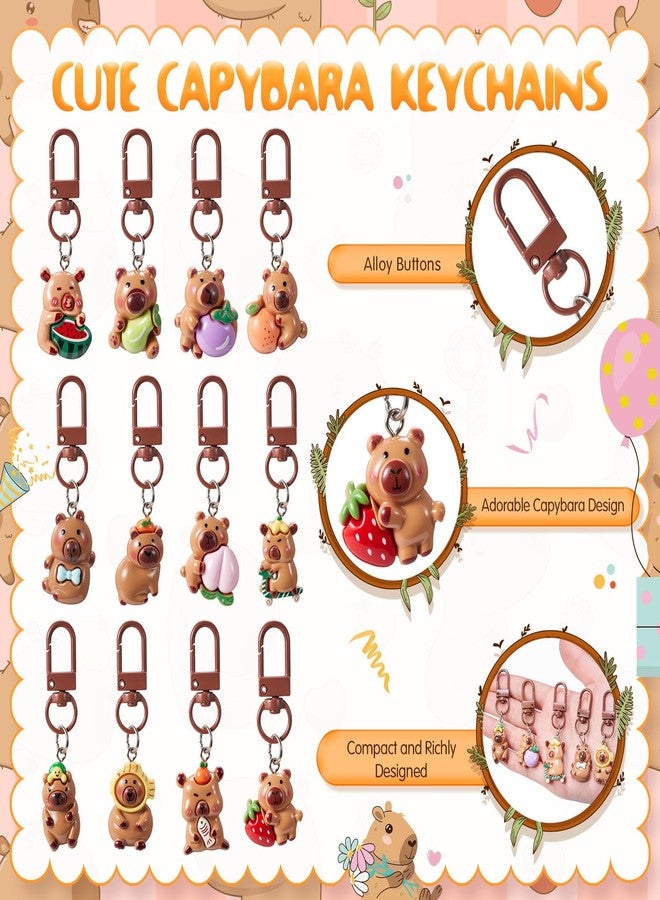 Nosiny 158 Pcs Capybara Party Favors Animal Birthday Stationery Set Include Capybara Pencil Ruler Eraser Pencil Sharpener Keychain Notebook Sticky Note Brooch Stickers for Baby Shower Reward - Image 3