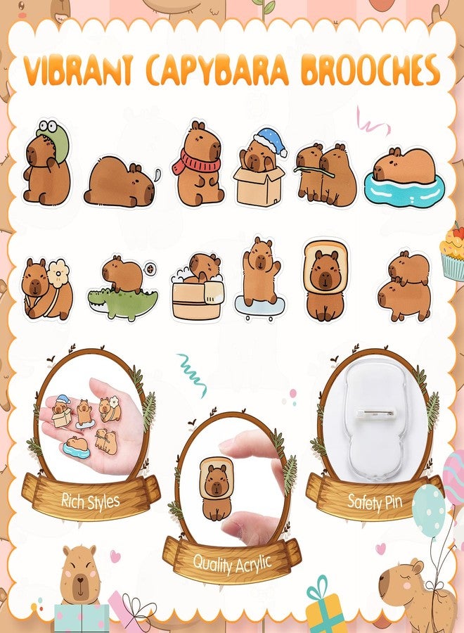 Nosiny 158 Pcs Capybara Party Favors Animal Birthday Stationery Set Include Capybara Pencil Ruler Eraser Pencil Sharpener Keychain Notebook Sticky Note Brooch Stickers for Baby Shower Reward - Image 4