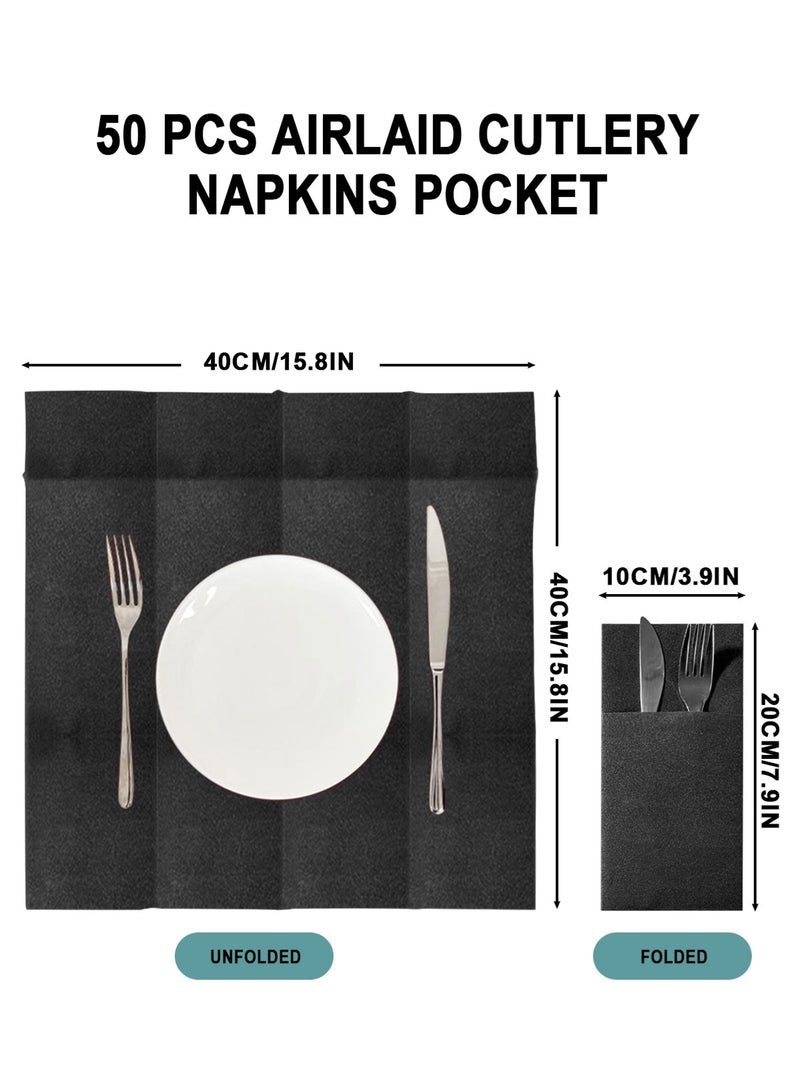 HomarKet 50-Piece Disposable Cloth Like Napkins, Built-in Flatware Pocket, Wedding Party Linen Feel Napkin, Prefolded for Silverware， - Image 3