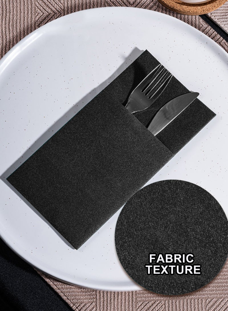 HomarKet 50-Piece Disposable Cloth Like Napkins, Built-in Flatware Pocket, Wedding Party Linen Feel Napkin, Prefolded for Silverware， - Image 4